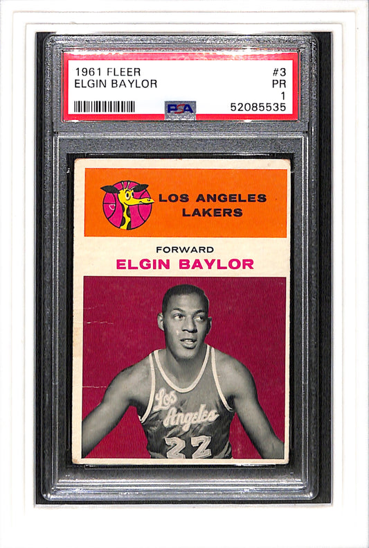 1961-62 Fleer #3 Elgin Baylor PSA 1 SN 52085535