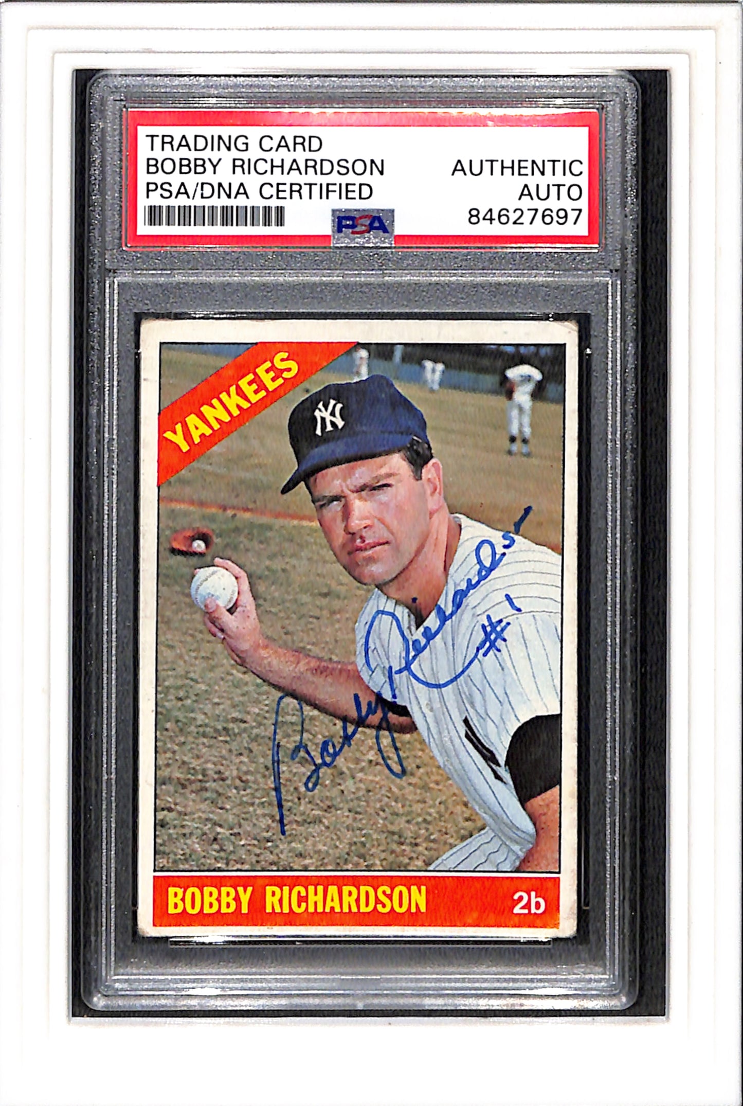 1966 Topps #490 Bobby Richardson Yankees Auto PSA DNA Certified
