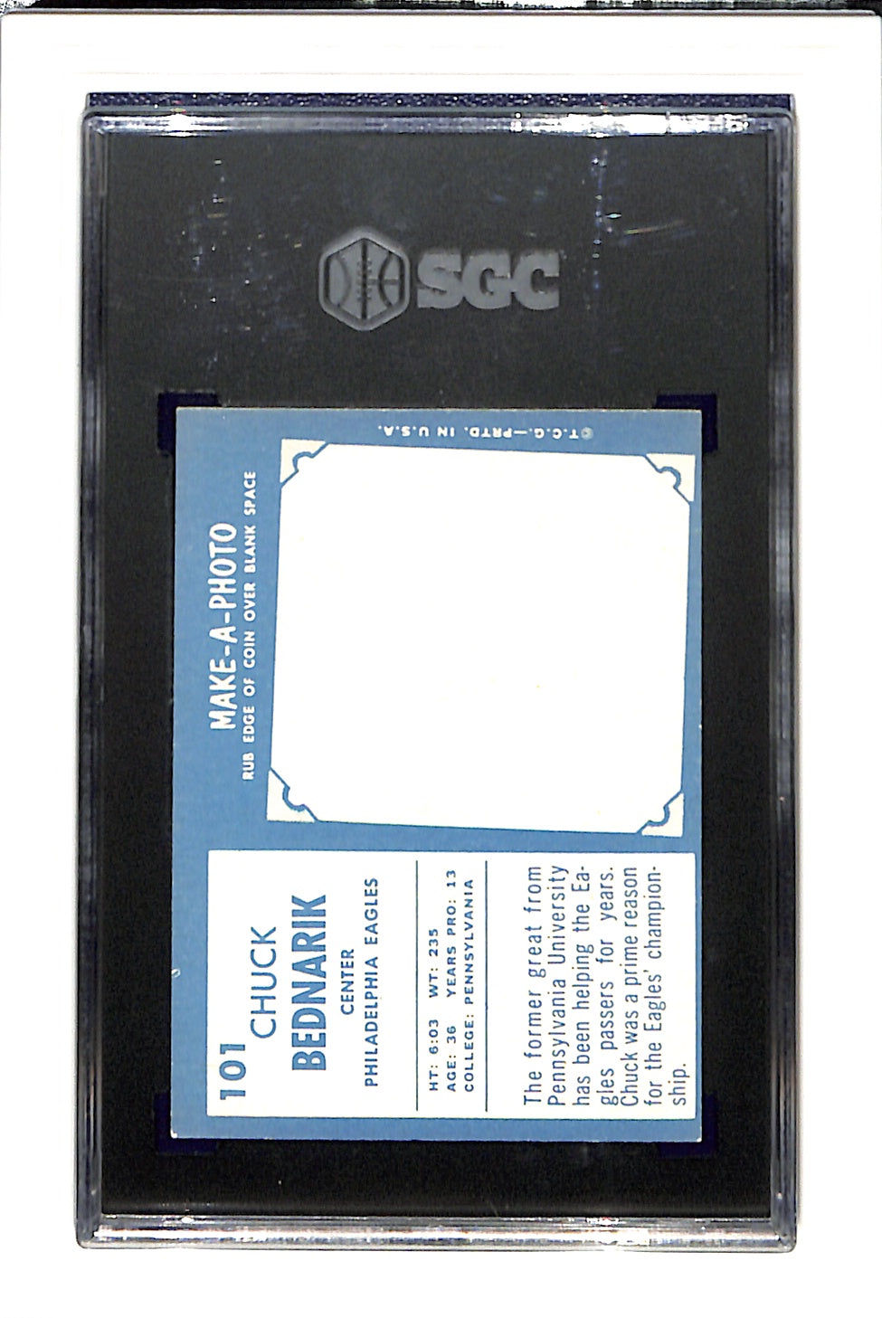 1961 Topps #101 Chuck Bednarik SGC 7.5