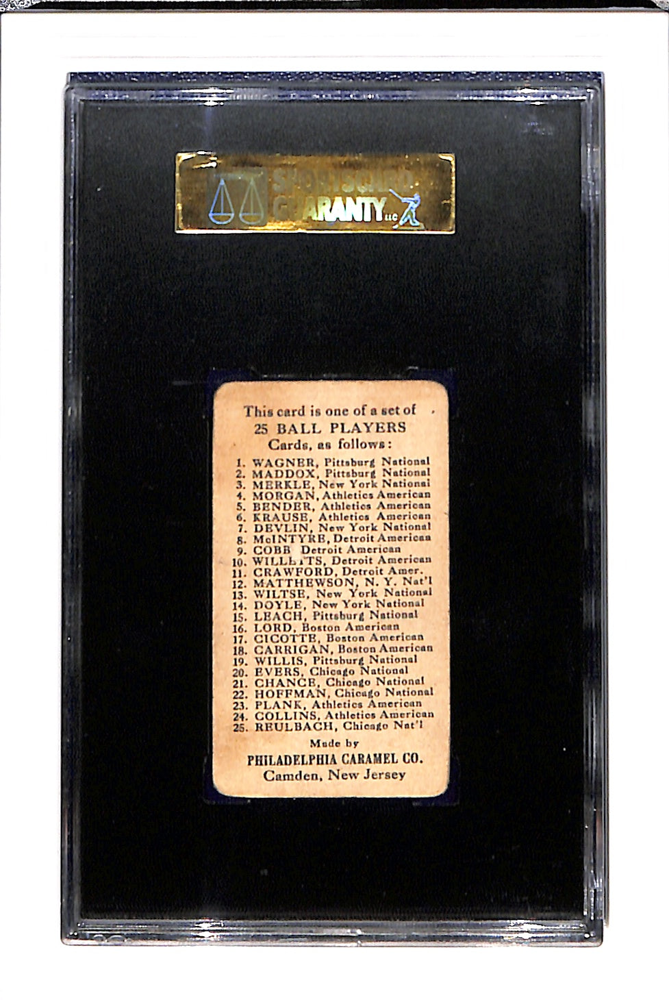 1909 E95 Philadelphia Caramel Harry Krause SGC 3