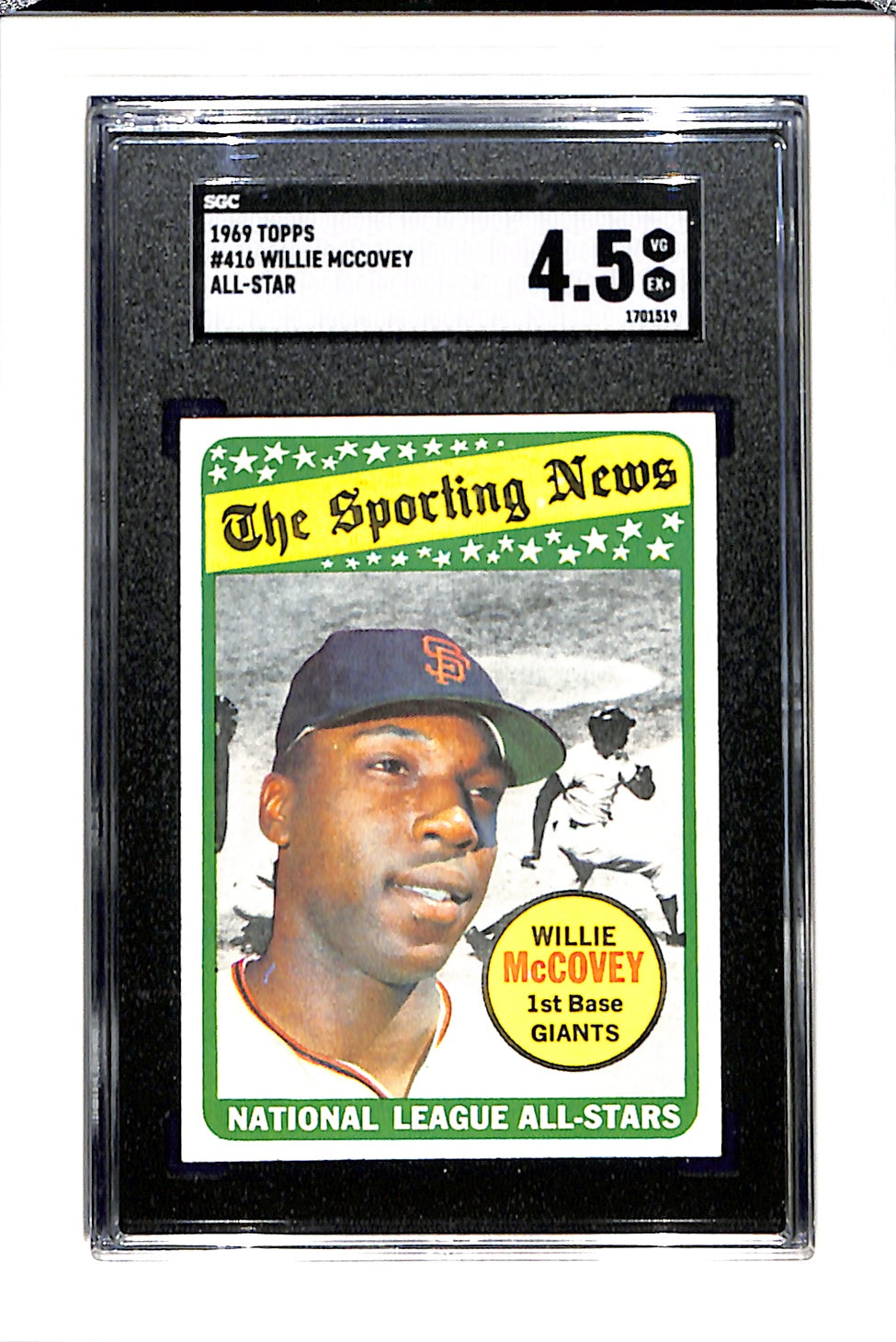 1969 Topps #416 Willie McCovey SGC 4.5 SN 1701519