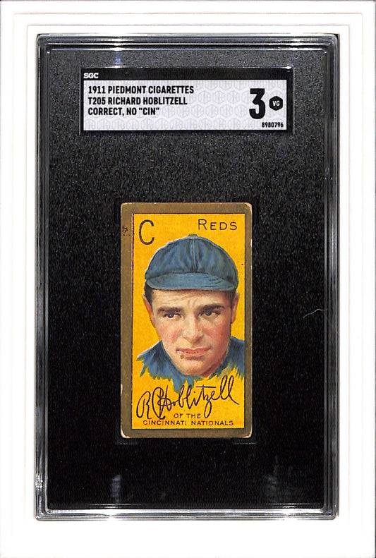 1911 T205 Richard Hoblitzell Correct, NO "CIN" SGC 3 Piedmont SN 8980796