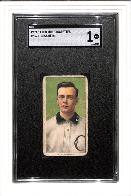1909-11 T206 J Ross Helm Old Mill Southern League SGC 1 SN 6660095