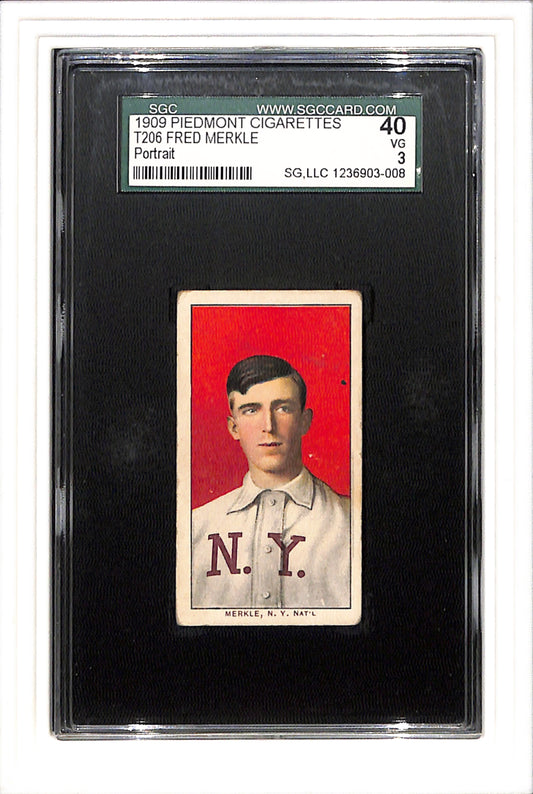 1909 T206 Fred Merkle Piedmont 150 SGC 3