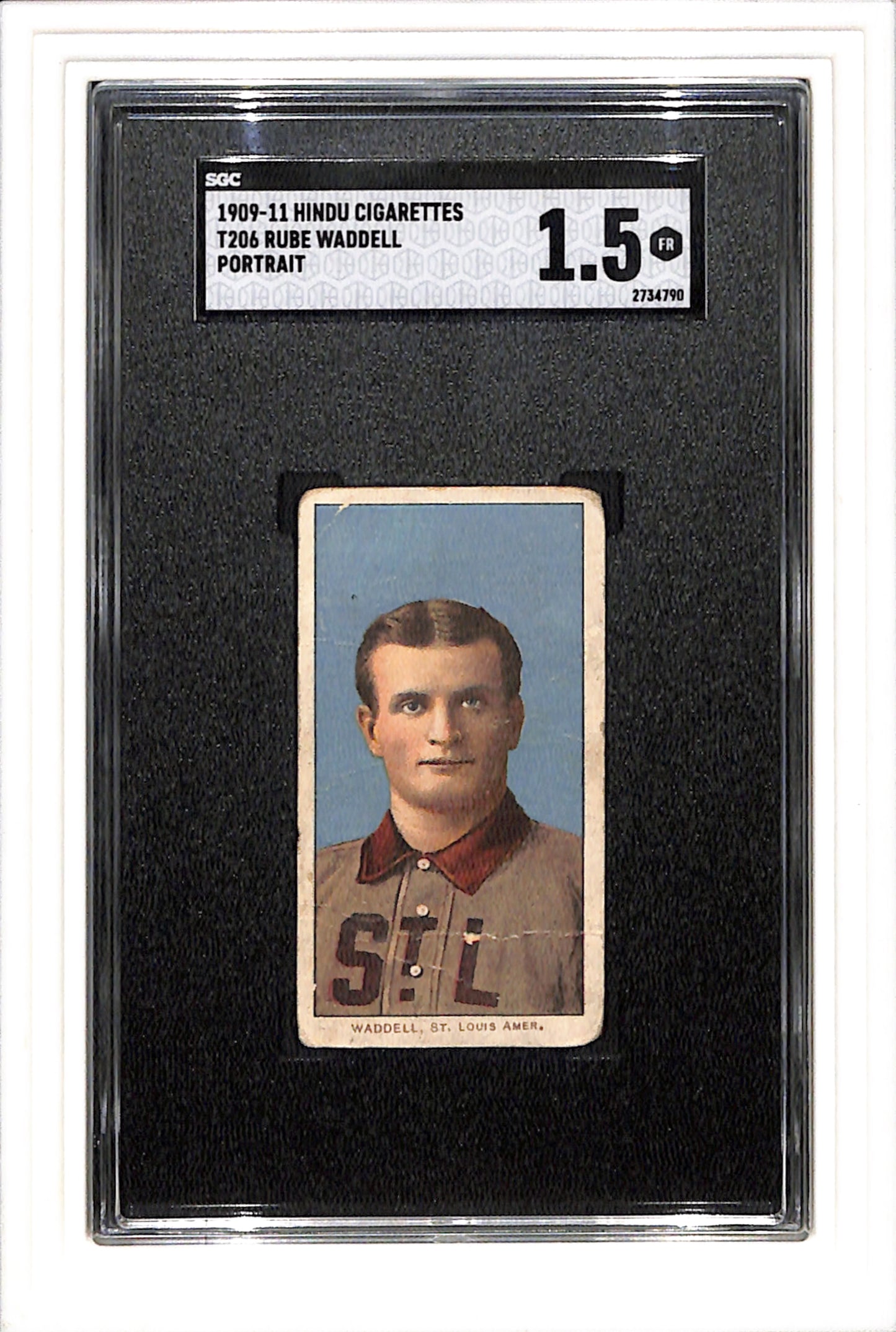 1909-11 T206 Rube Waddell Portrait HINDU SGC 1.5 SN 2734790