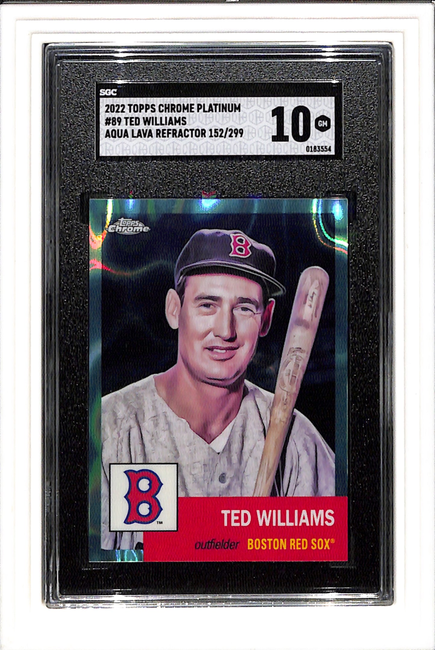 2022 Topps Chrome Platinum Anniversary #89 Ted Williams SGC 10 Aqua Lava REF 152/299
