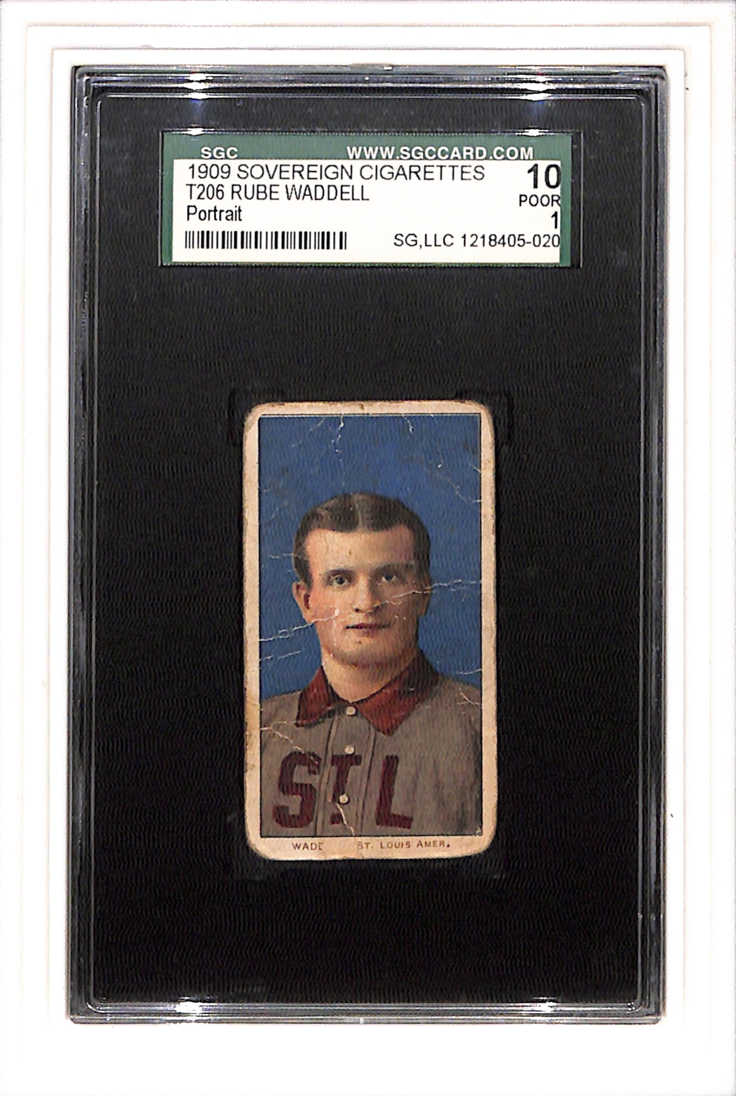 1910 T206 Rube Waddell Portrait Sovereign 150 SGC 1 SN 1218405-020