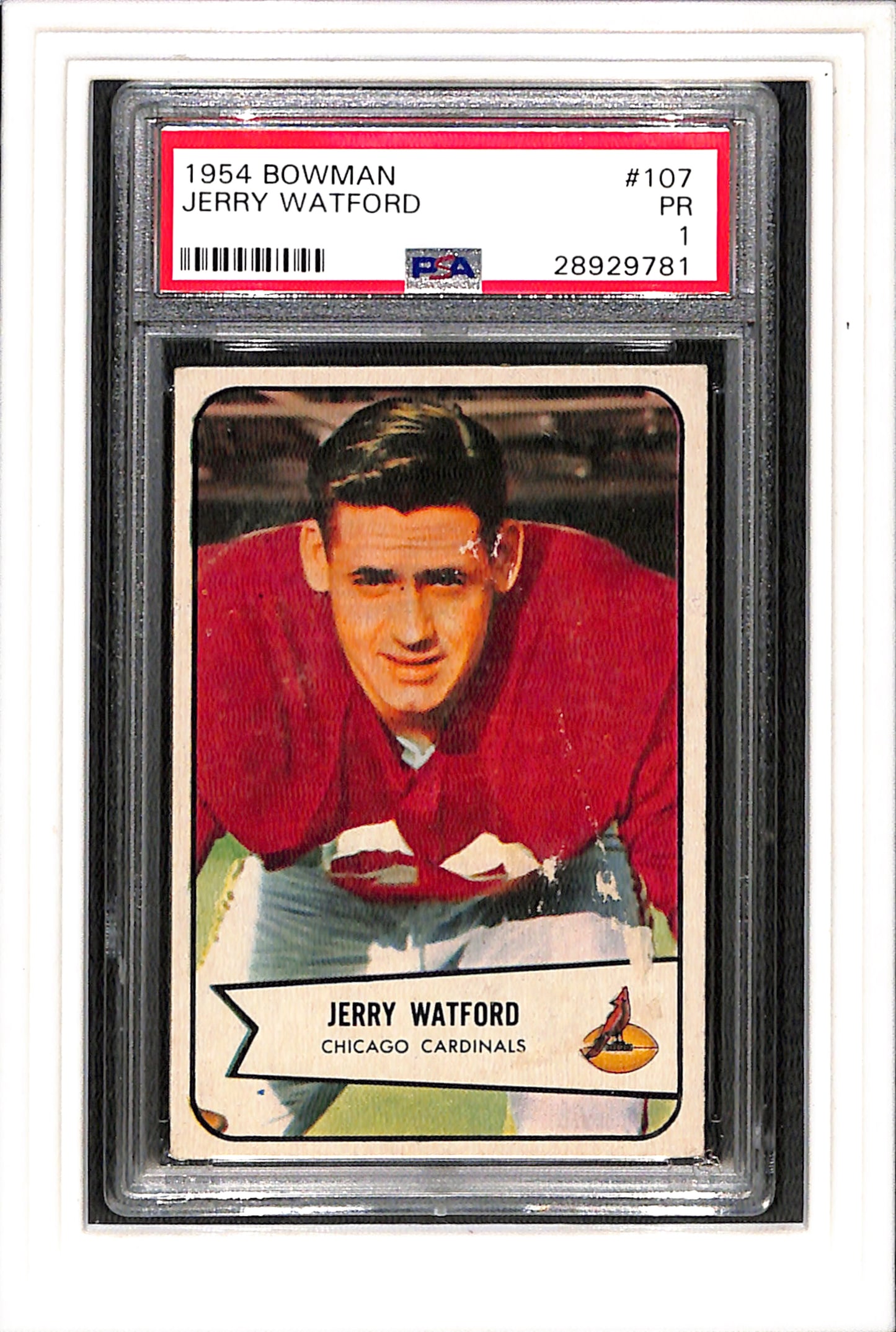 1954 Bowman #107 Jerry Watford PSA 1 SN 28929781