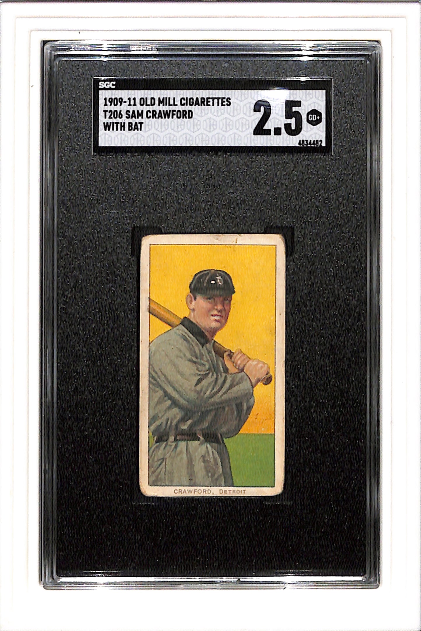 1909 T206 Sam Crawford with bat Old Mill SGC 2.5 SN 4834482