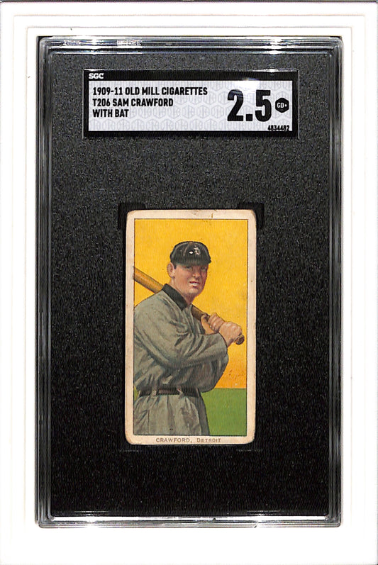 1909 T206 Sam Crawford with bat Old Mill SGC 2.5 SN 4834482