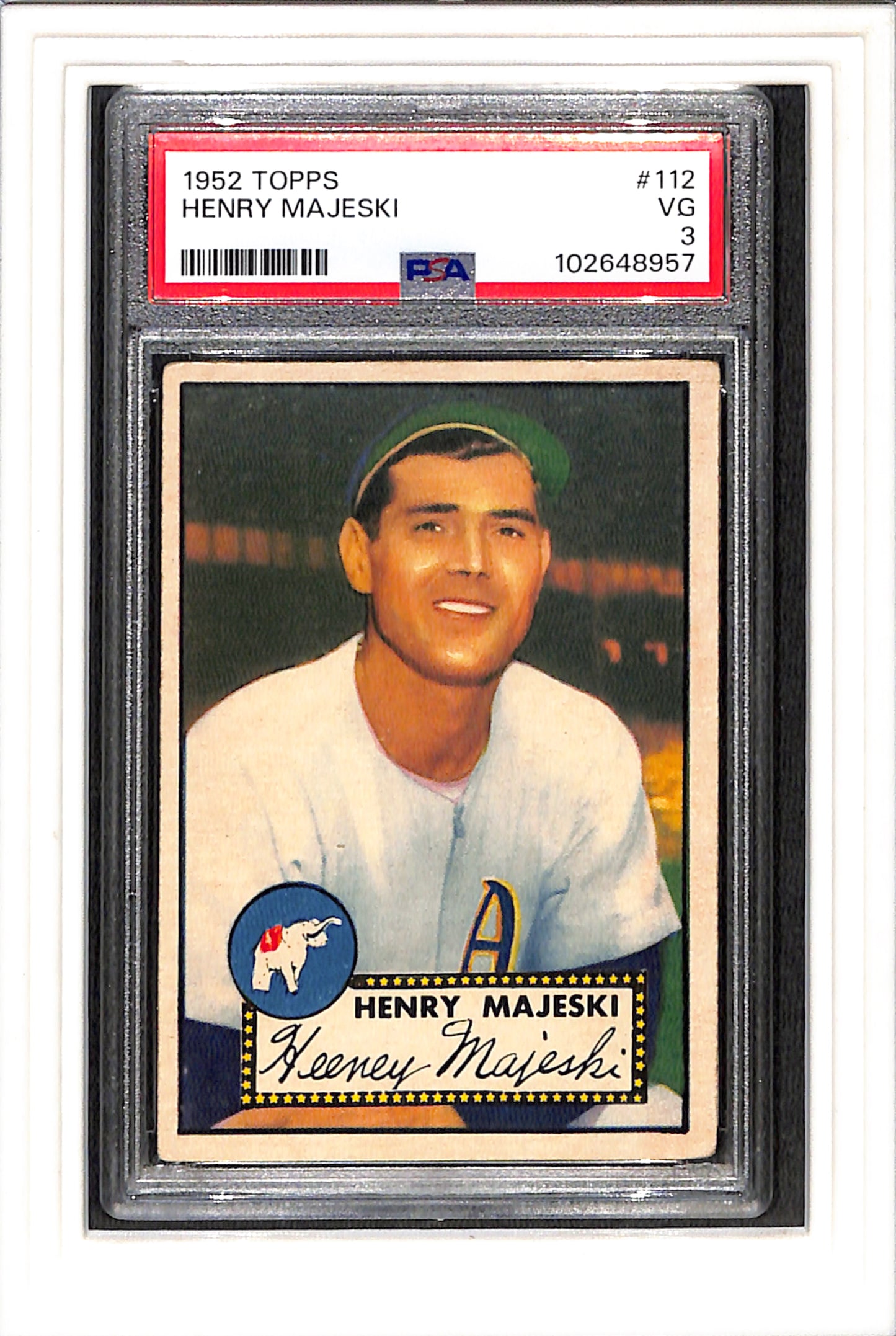 1952 Topps #112 Henry Majeski PSA 3 SN 102648957