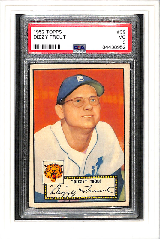 1952 Topps #39 Dizzy Trout PSA 3 SN 84438952