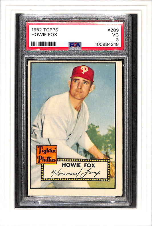 1952 Topps #209 Howie Fox PSA 3 SN 100984218