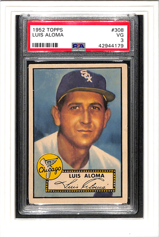 1952 Topps #308 Luis Aloma PSA 3 SN 42944179