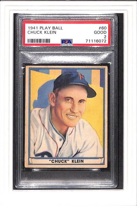 1941 Play Ball #60 Chuck Klein PSA 2 SN 71116072
