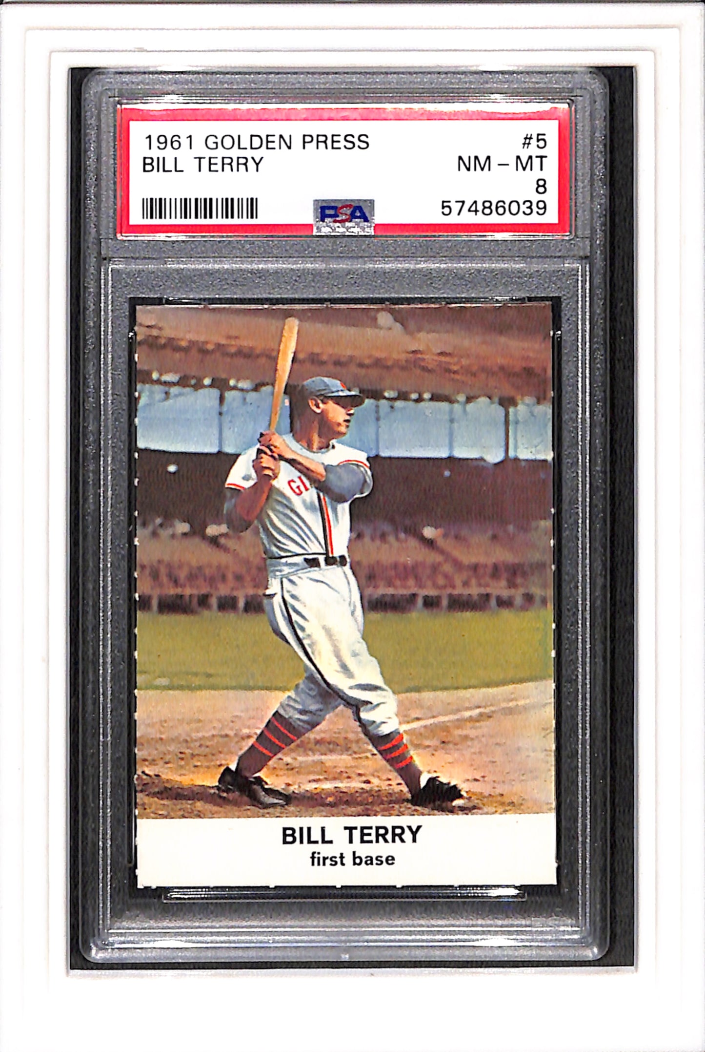 1961 Golden Press #5 Bill Terry PSA 8 SN 57486039