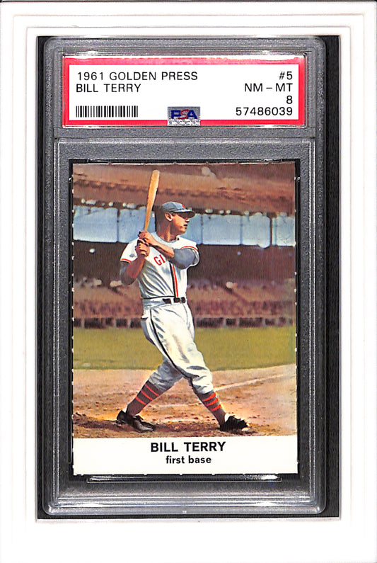 1961 Golden Press #5 Bill Terry PSA 8 SN 57486039