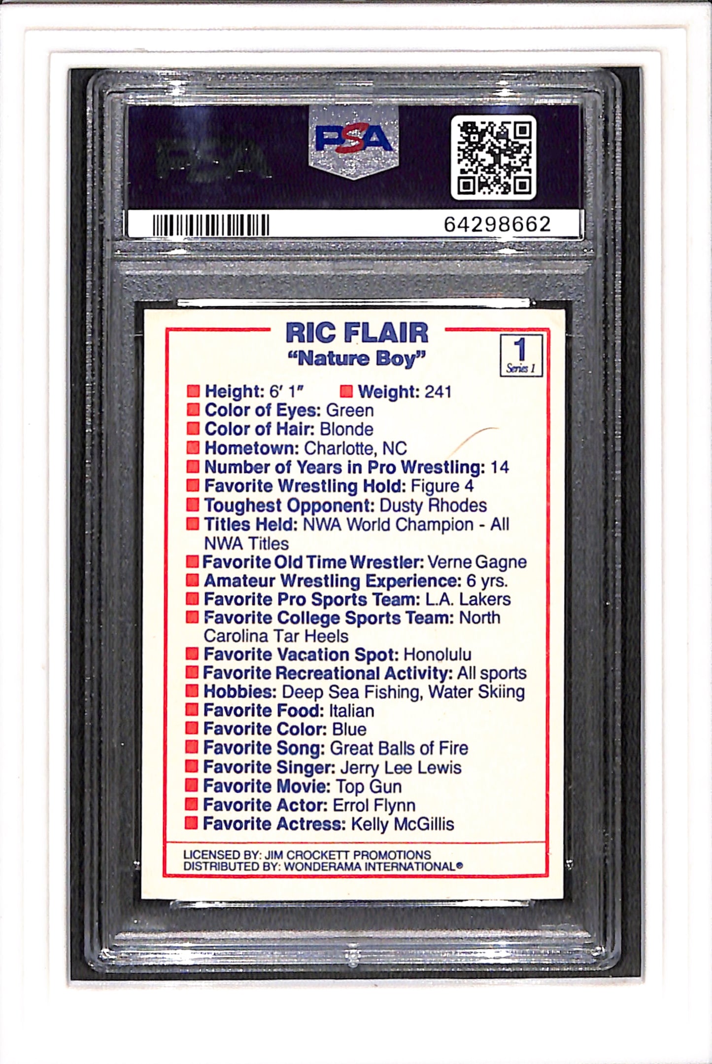 1988 NWA Wonderama RIC FLAIR #1 PSA 8 Auto