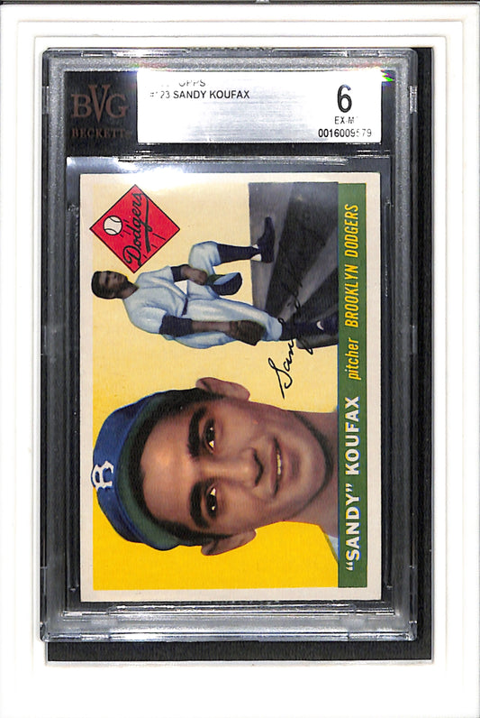 1955 Topps #123 Sandy Koufax RC BVG 6 SN 16009579