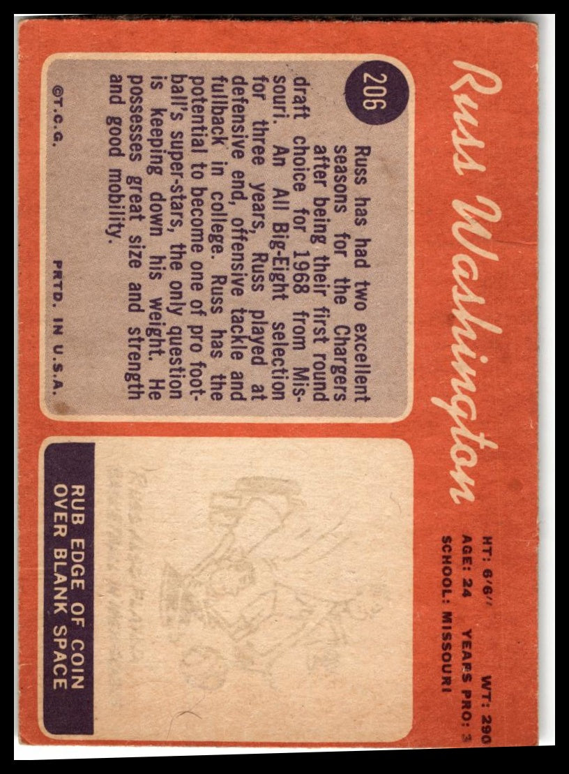 1970 Topps #206 Russ Washington