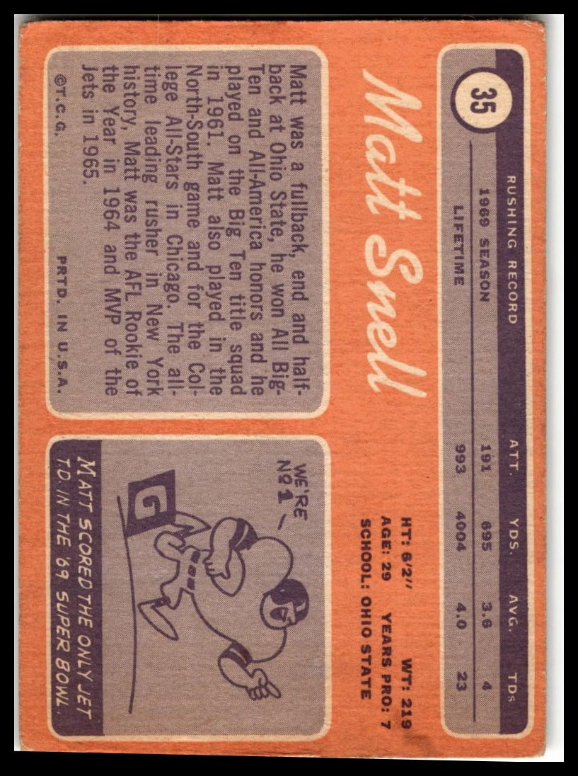 1970 Topps #35 Matt Snell