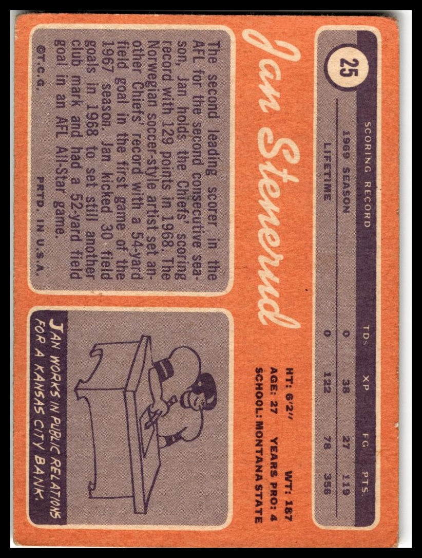 1970 Topps #25 Jan Stenerud
