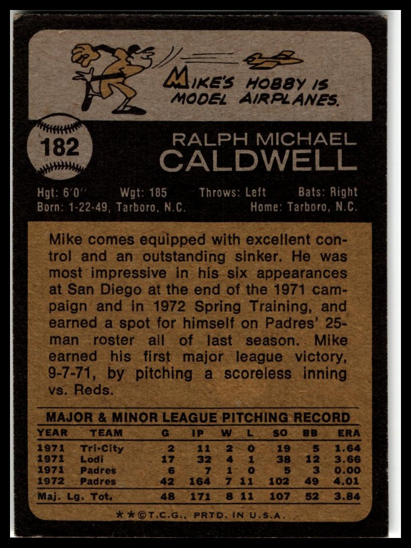 1973 Topps #182 Mike Caldwell