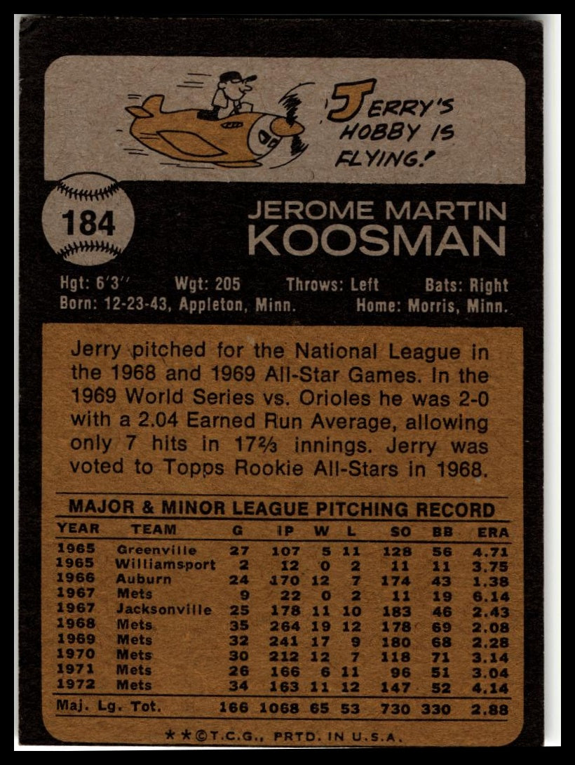 1973 Topps #184 Jerry Koosman
