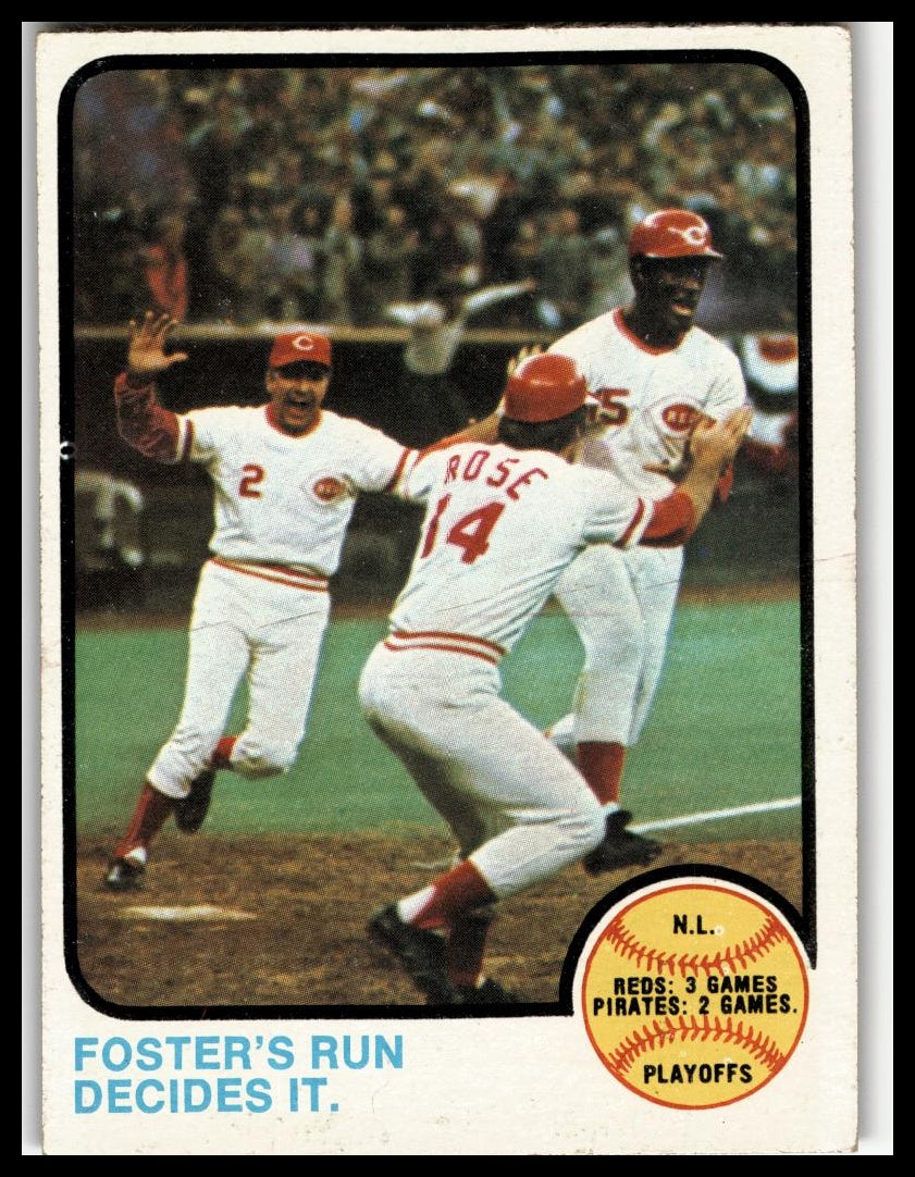 1973 Topps #202 N.L. Playoffs: Foster's Run Decides It