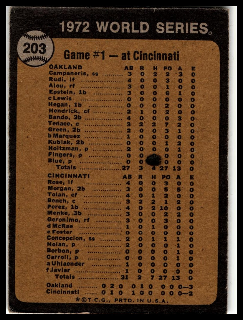 1973 Topps #203 World Series Game No. 1: Tenace the Menace