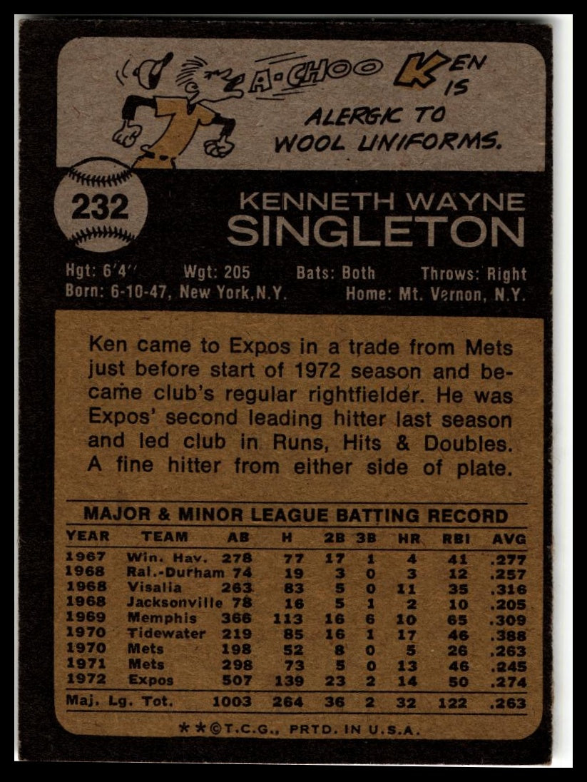 1973 Topps #232 Ken Singleton