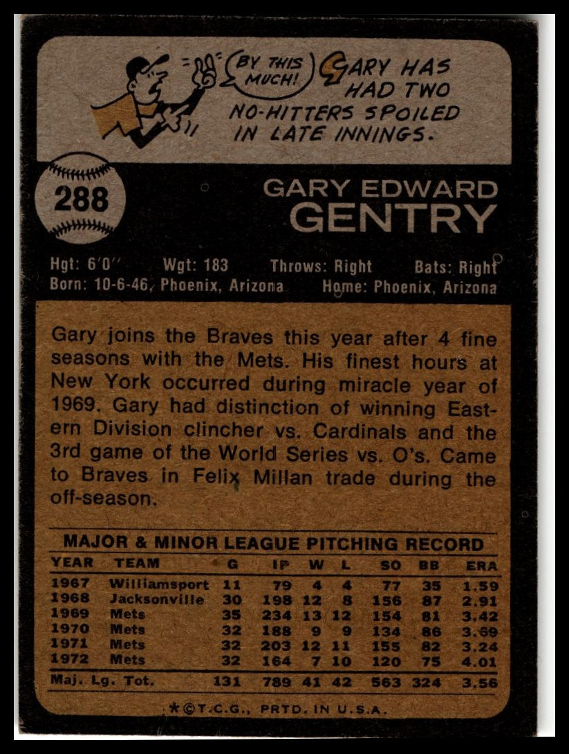 1973 Topps #288 Gary Gentry