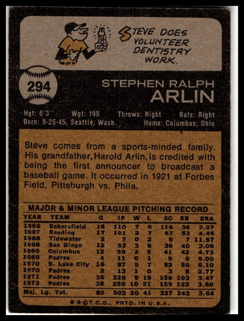 1973 Topps #294 Steve Arlin