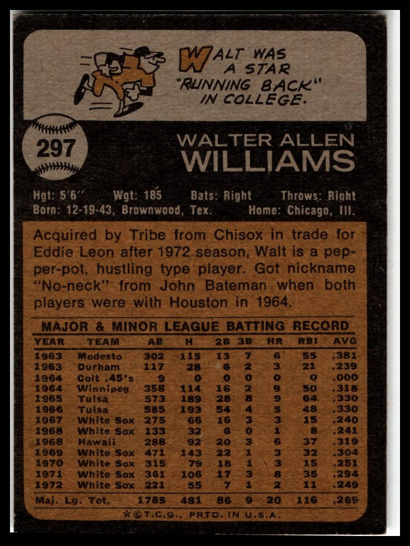 1973 Topps #297 Walt Williams
