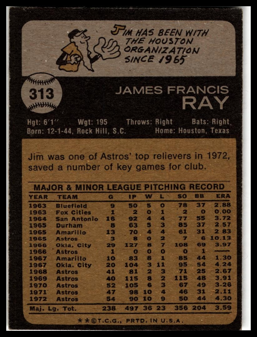 1973 Topps #313 Jim Ray