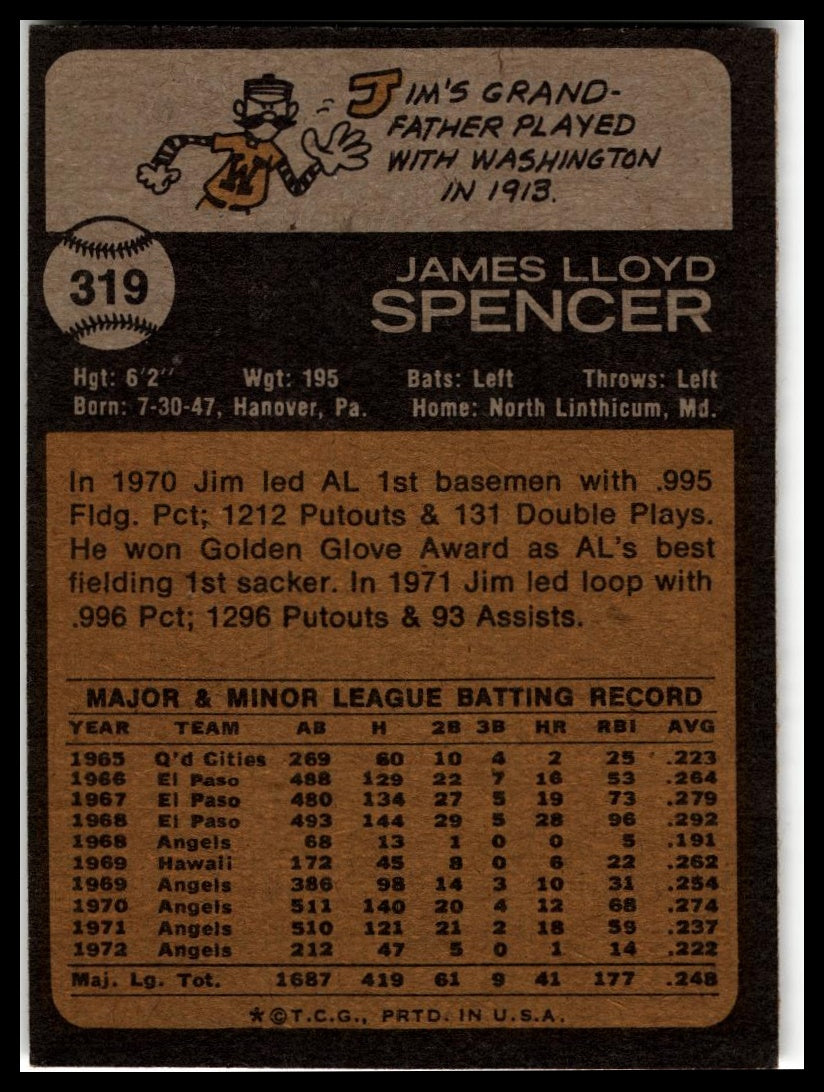 1973 Topps #319 Jim Spencer