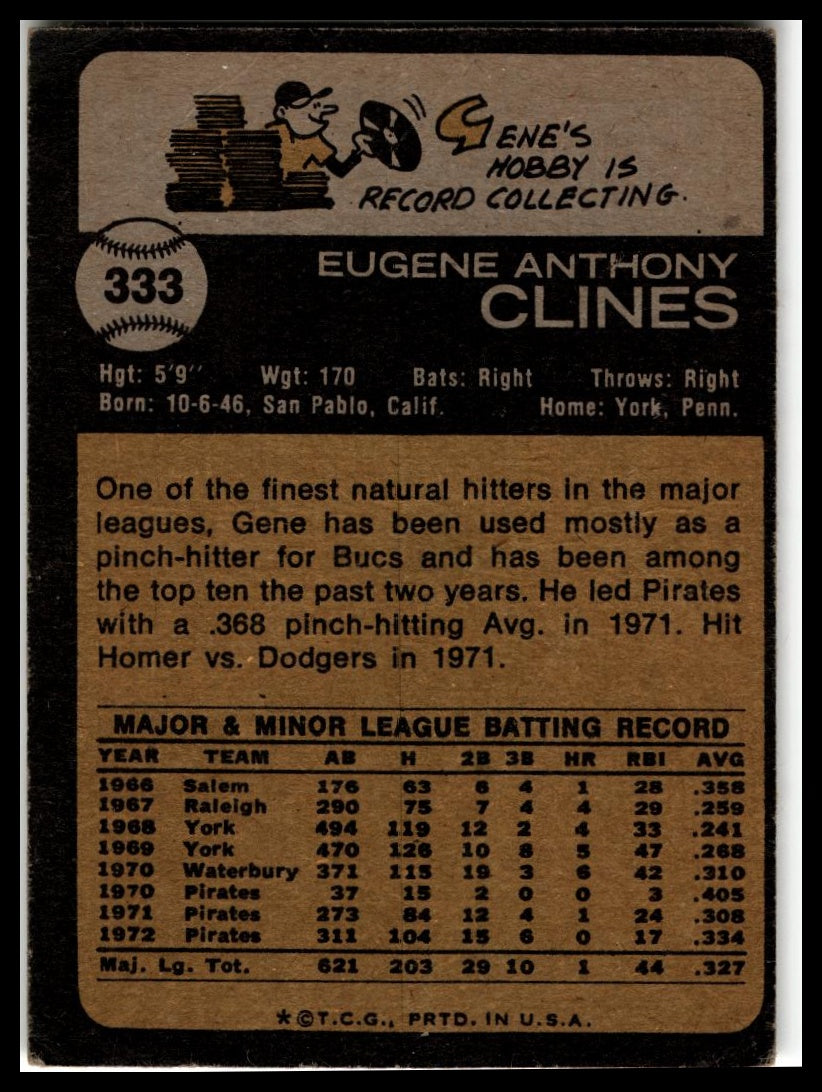 1973 Topps #333 Gene Clines