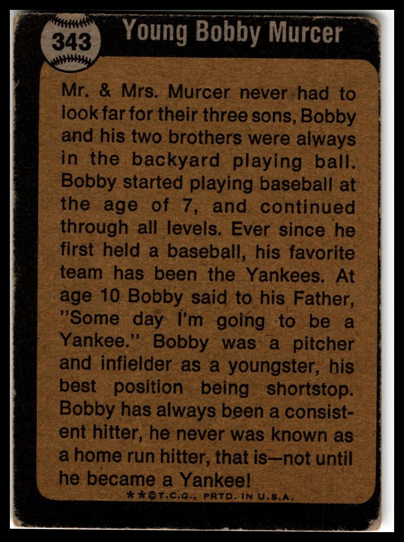 1973 Topps #343 Bobby Murcer