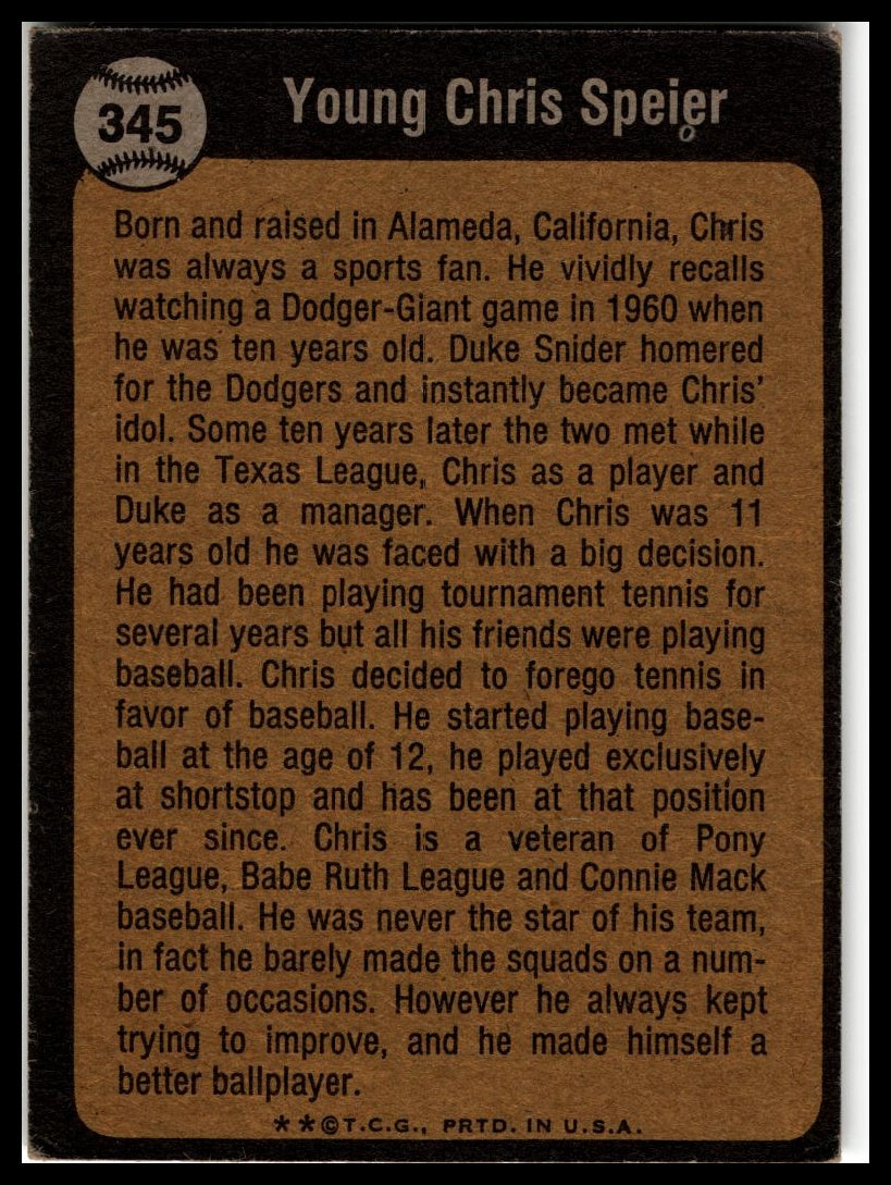 1973 Topps #345 Chris Speier
