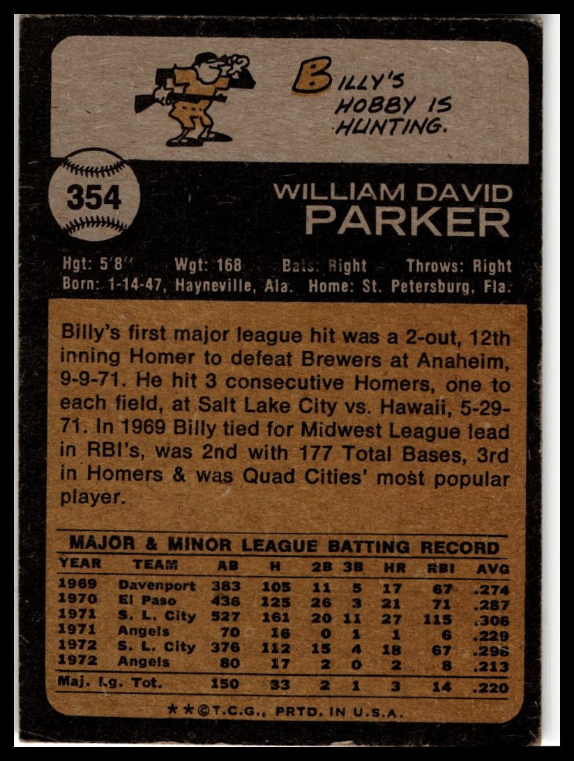 1973 Topps #354 Billy Parker