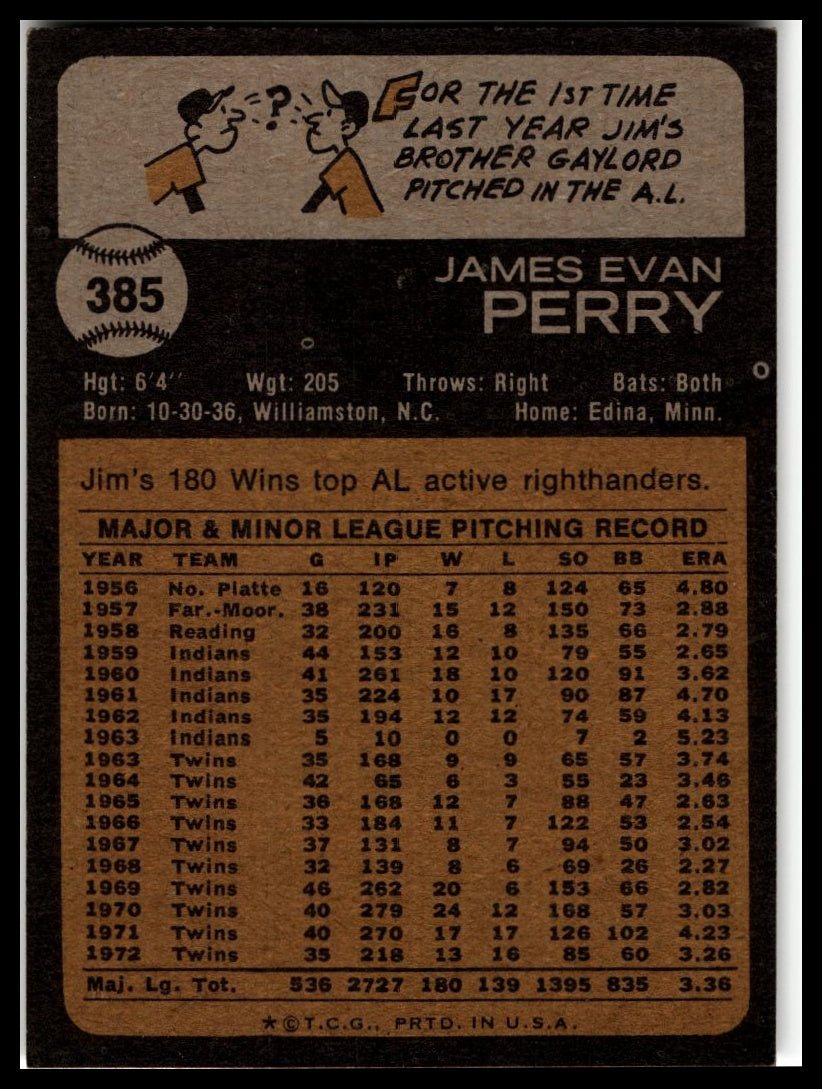 1973 Topps #385 Jim Perry