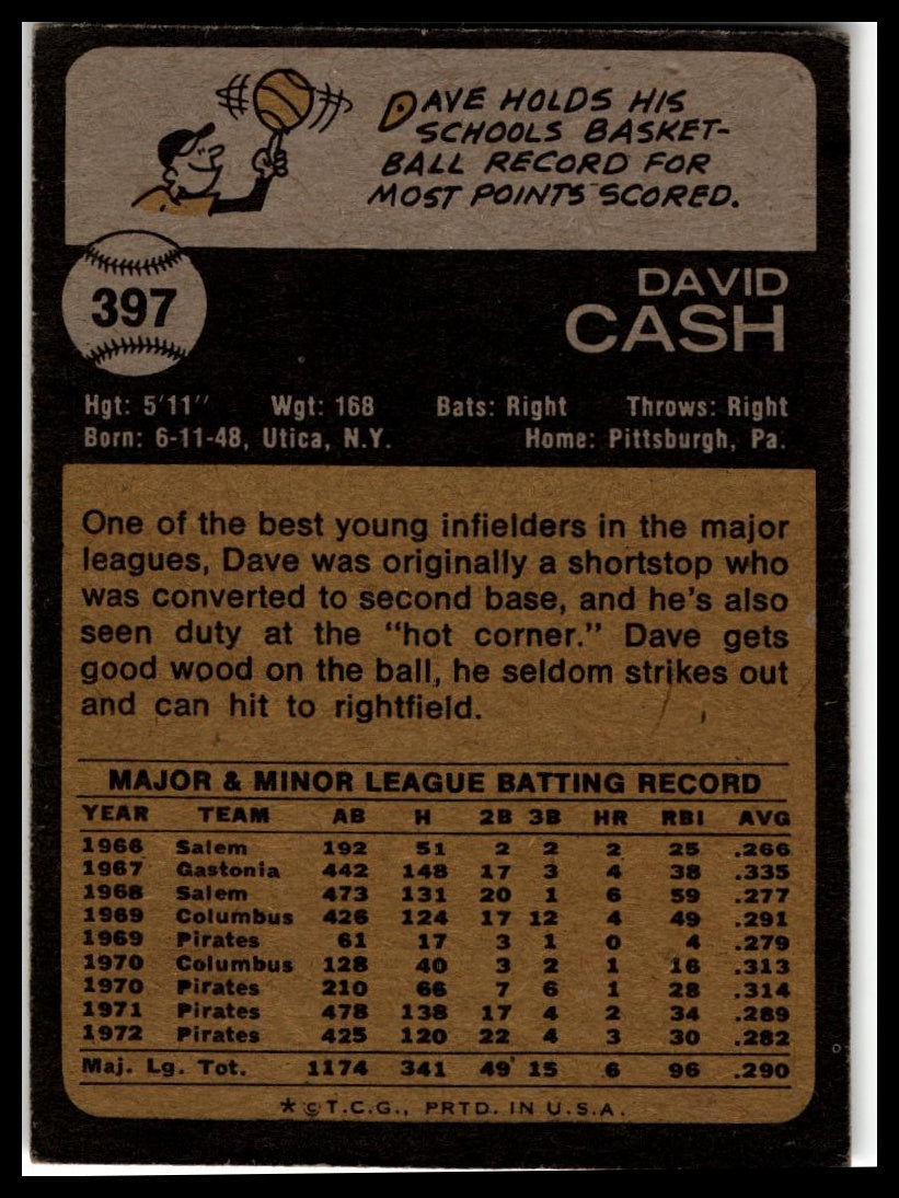 1973 Topps #397 Dave Cash