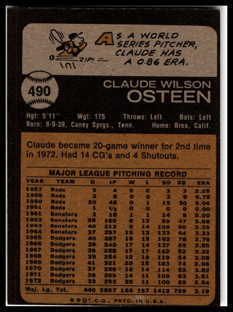1973 Topps #490 Claude Osteen