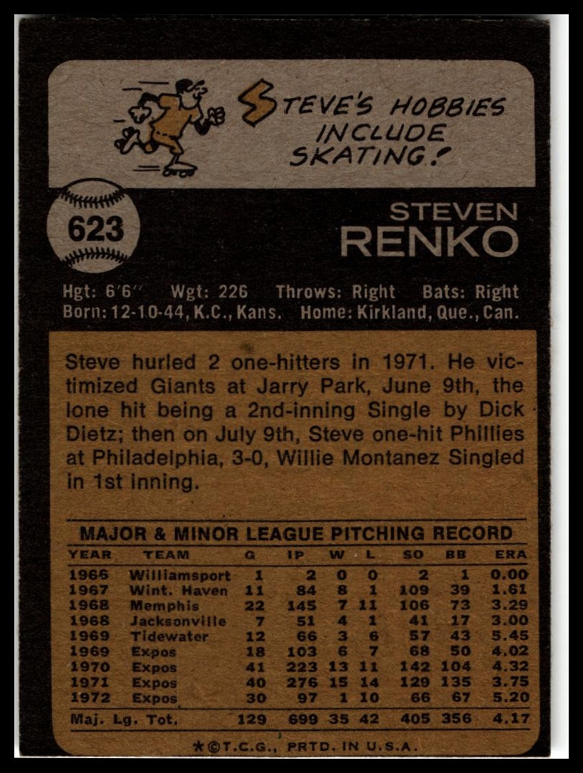 1973 Topps #623 Steve Renko