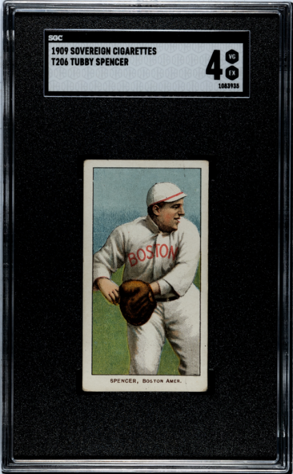 1909 Sovereign Cigarettes (T206) Spencer, Tubby SGC 4