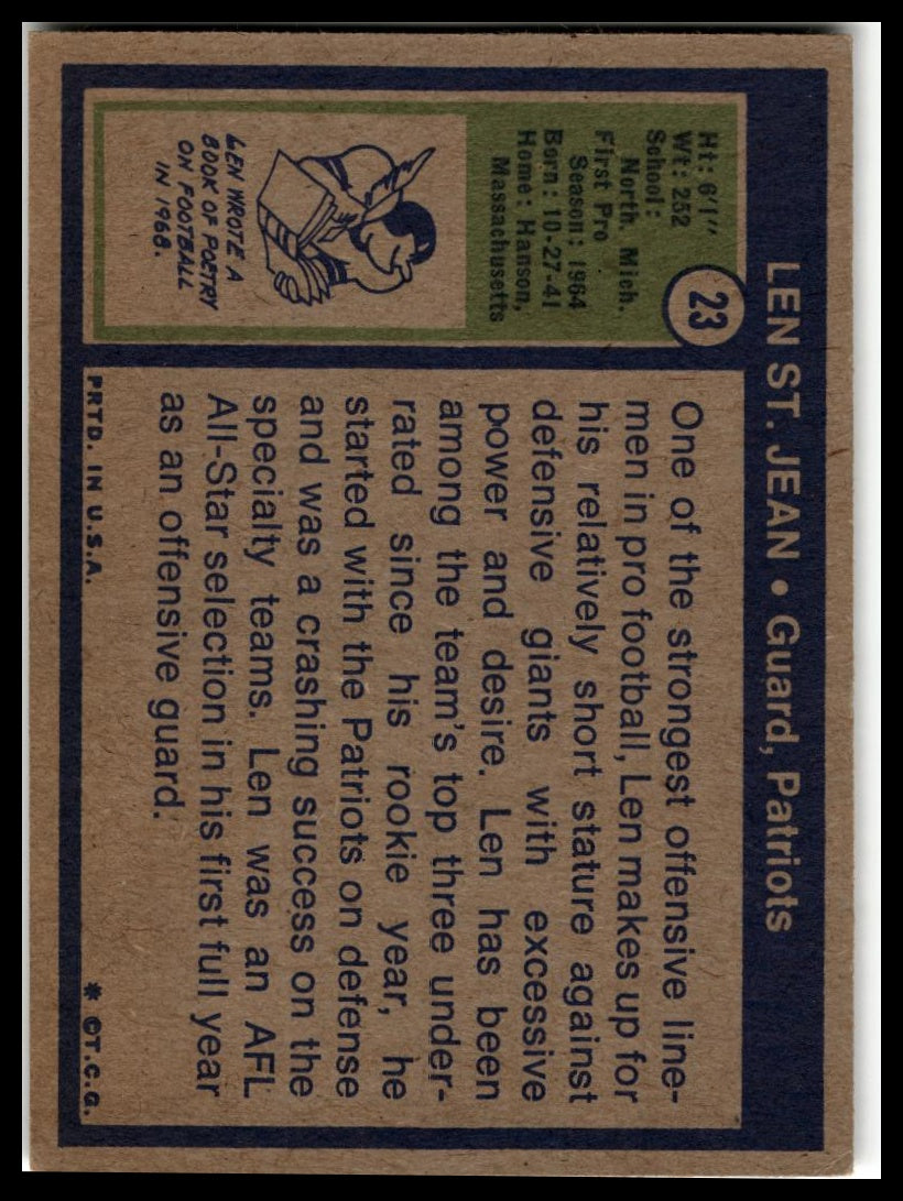 1972 Topps #23 Len St. Jean