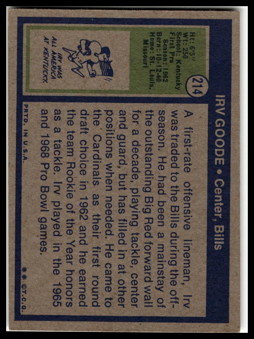 1972 Topps #214 Irv Goode