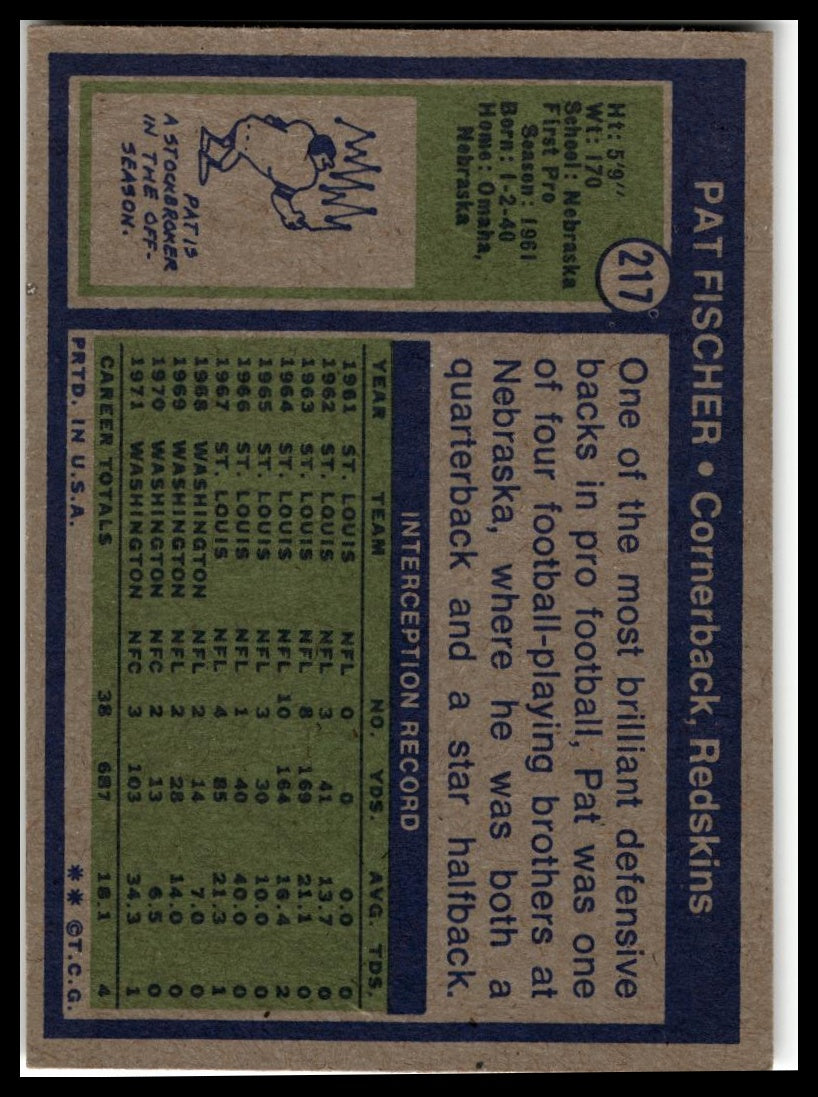 1972 Topps #217 Pat Fischer