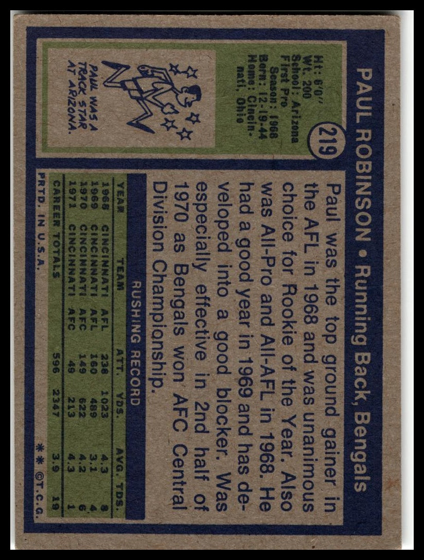 1972 Topps #219 Paul Robinson