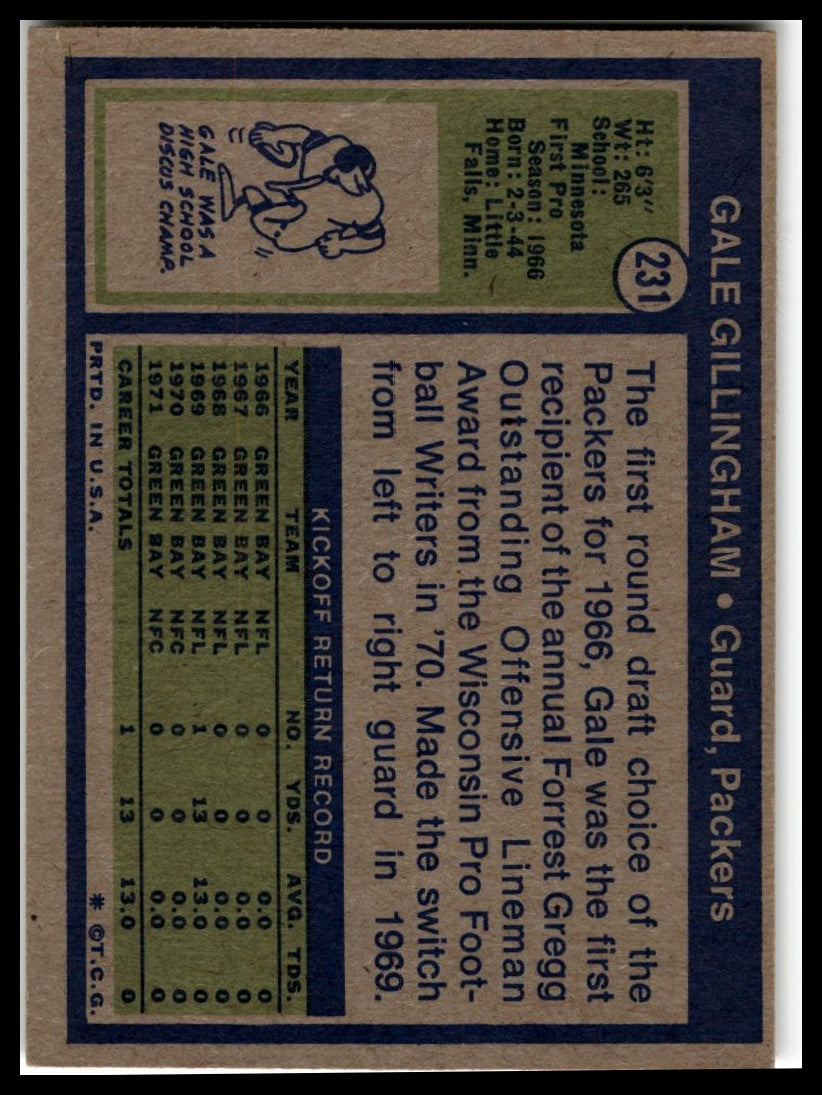 1972 Topps #231 Gale Gillingham